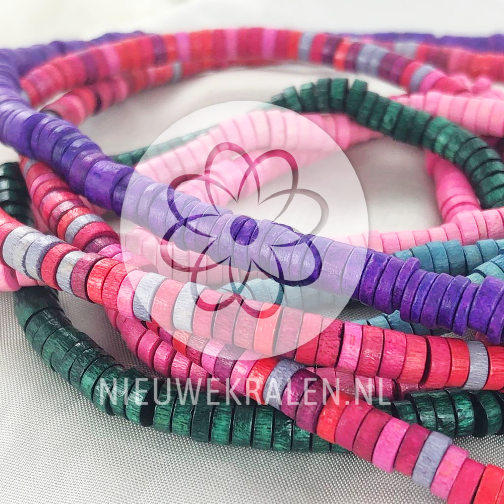 Houten kralen rond plat inspiratie