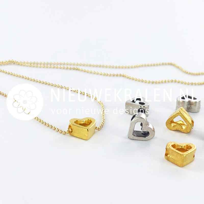 Metalen hartjes kralen verguld en antiek zilver 8mm inspiratie voor sieraden maken
