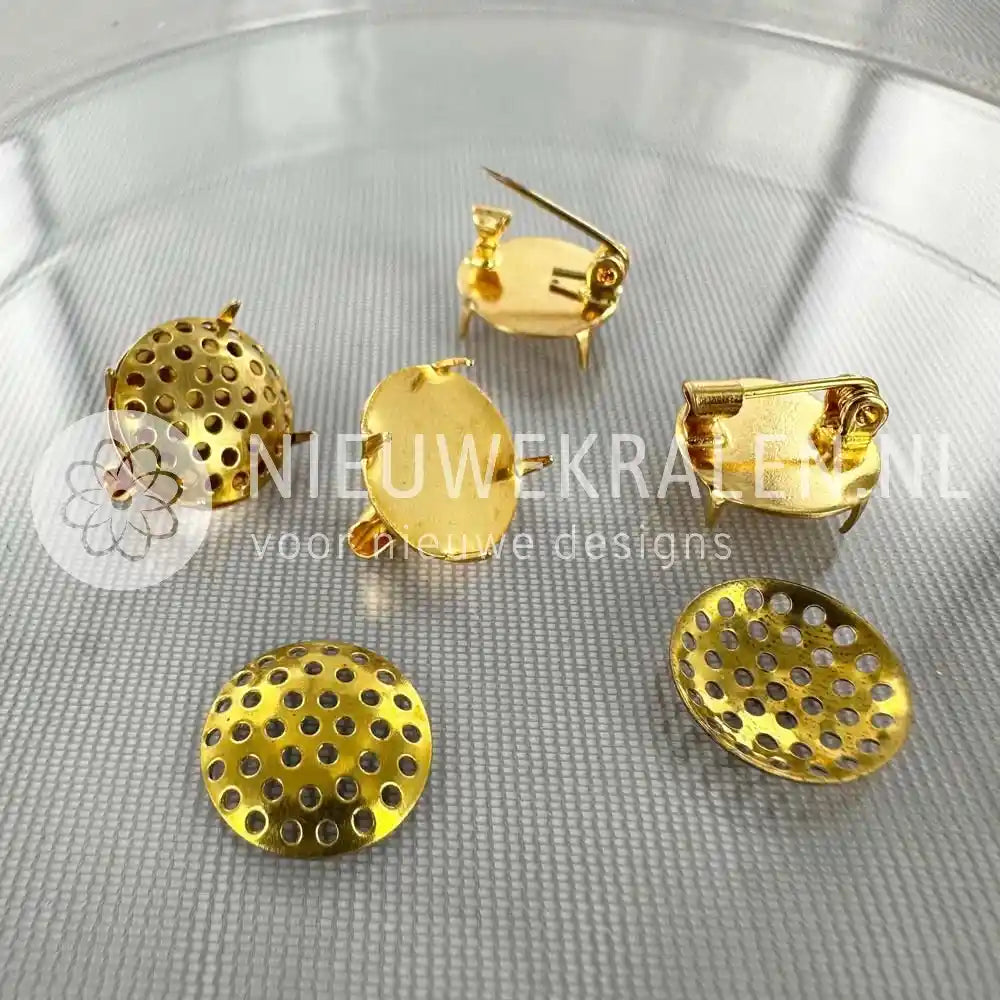 Sierlijke Bicolor Gouden Broche met Briljant 14 krt - Kleen Edelmetalen Sierlijke Bicolor Gouden Broche met Briljant 14 krt - Kleen Edelmetalen