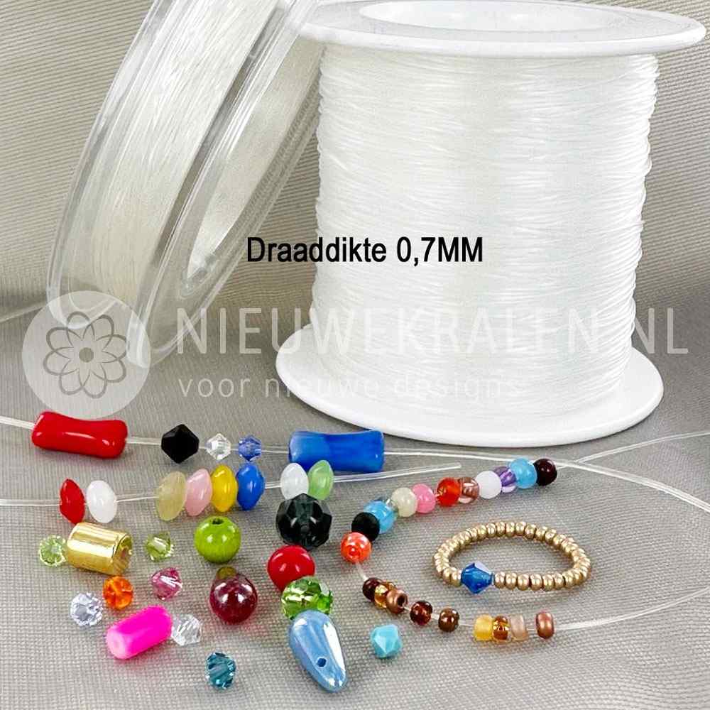 Transparant elastiek rijgdraad 0.7mm per 1 meter