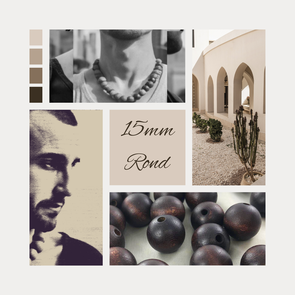 Houten kralen 15mm rond mat oranje per 1 stuk