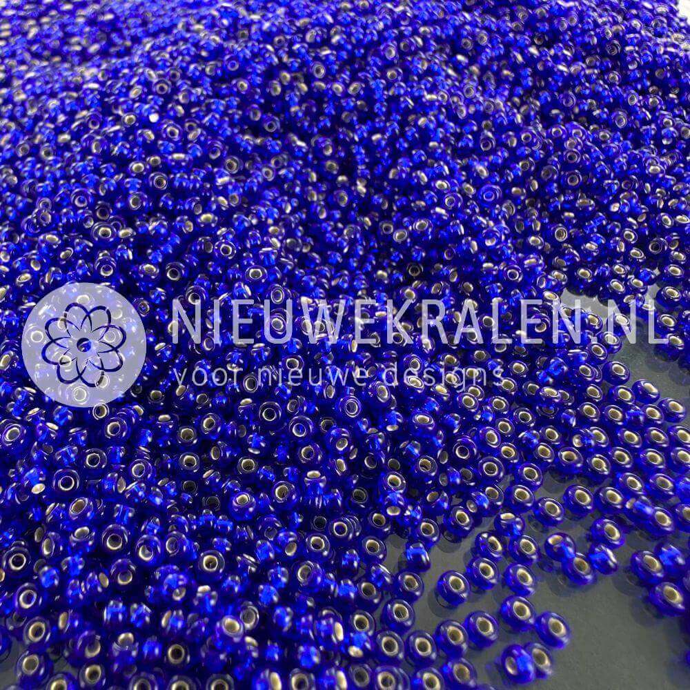 Preciosa rocailles 11/0 cobalt blue silverlined 2 mm Tsjechische glaskralen transparant blauw