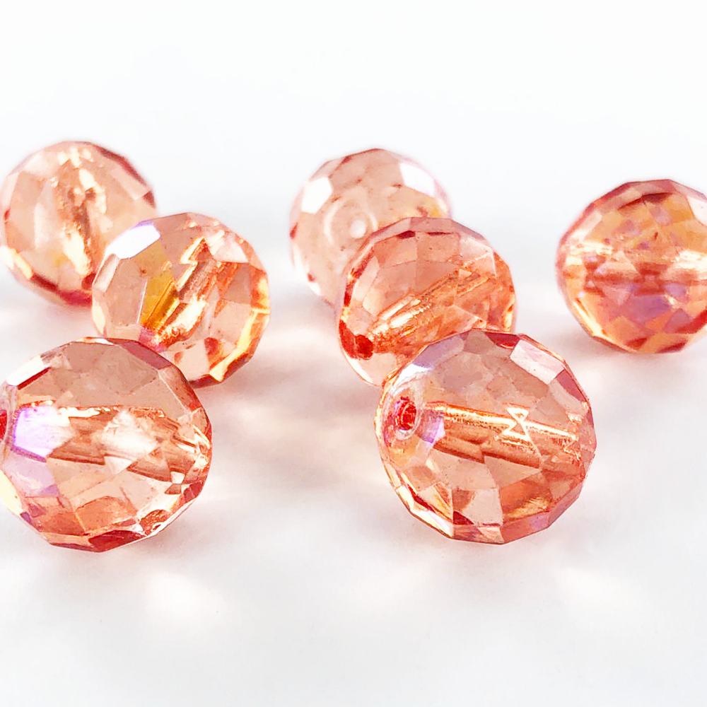 Facet kralen rond 14mm oranje per 1 stuk
