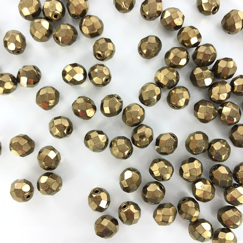 Facet kralen 8mm metallic oudgoud per 10 stuks