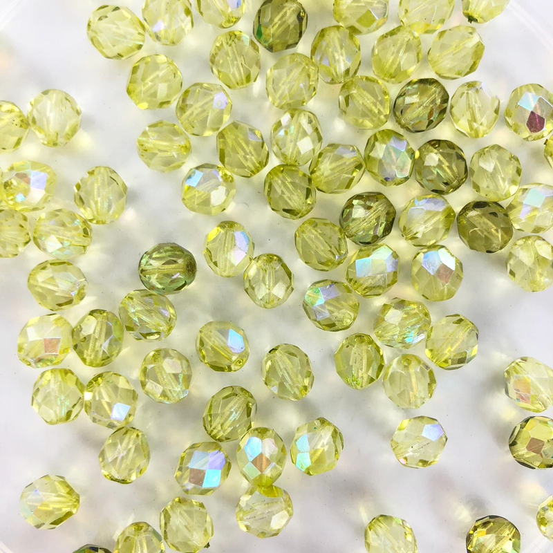 Facet kralen 8mm groen geel per 10 stuks