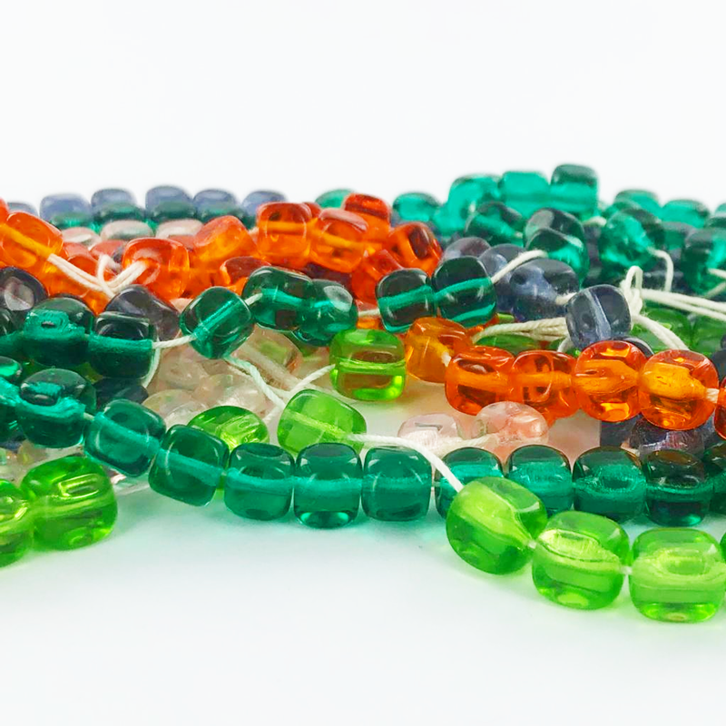 Glaskralen rechthoek 6mm oranje per 2 stuks