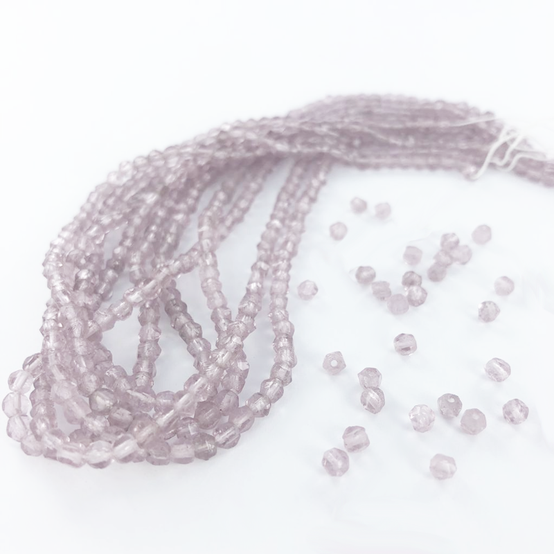 Half facet kralen 3mm rond glas paars per 50 stuks