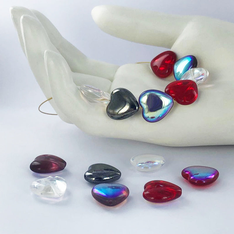 Hartjes kralen glas 15mm bruin per 2 stuks