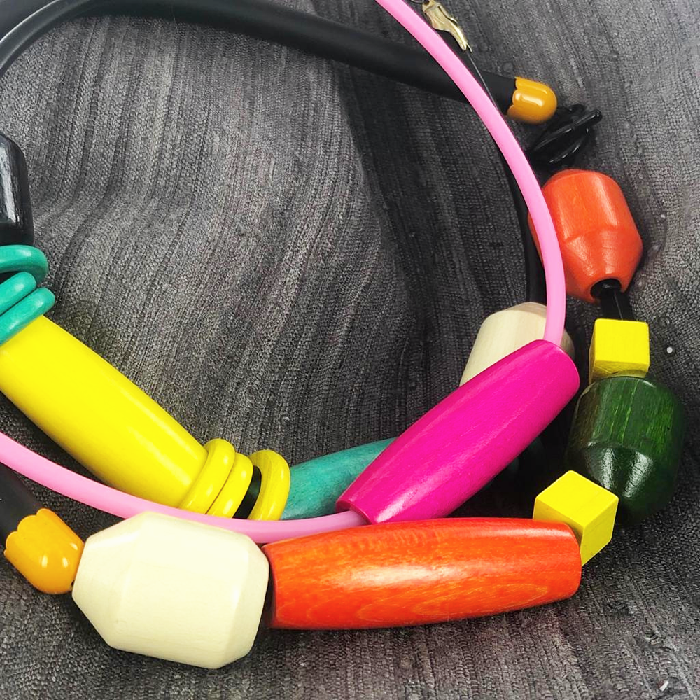 Houten kralen ovaal 50mm wit per 1 stuk