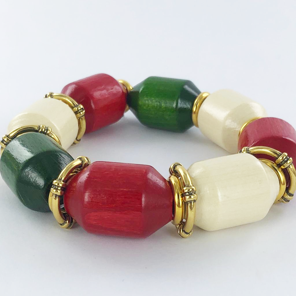 Houten kralen ovaal konisch 30mm wit per 1 stuk