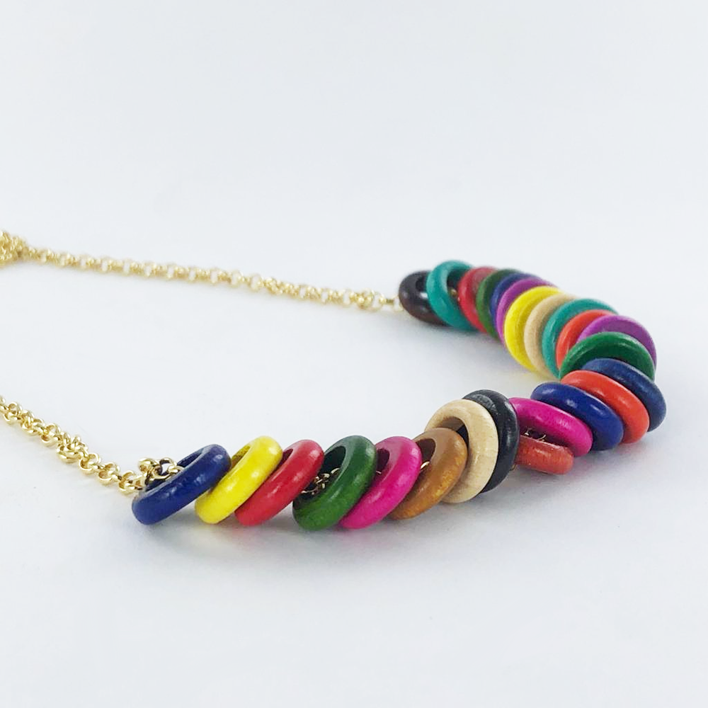 Houten ringen 10mm mix per 50 stuks