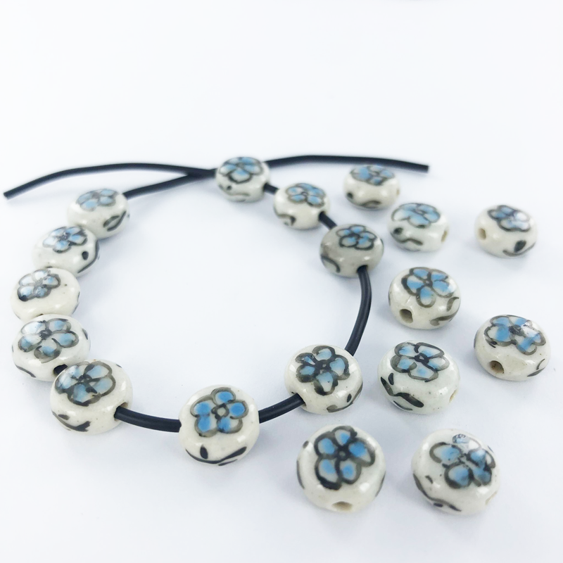 Keramiek porselein kralen rond plat 10mm wit per 5 stuks