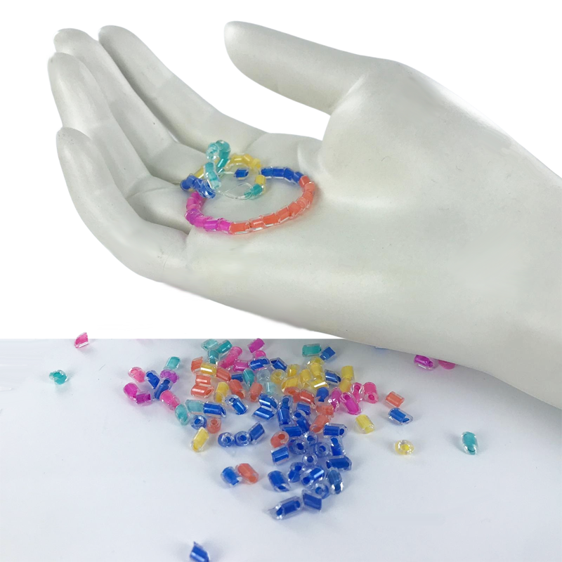 Kleine glas kralen staafjes 5mm blauw per 10 gram