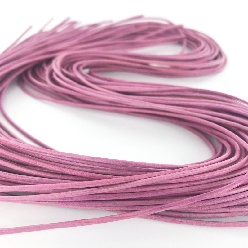 Leren veters 1,5mm roze rond per meter