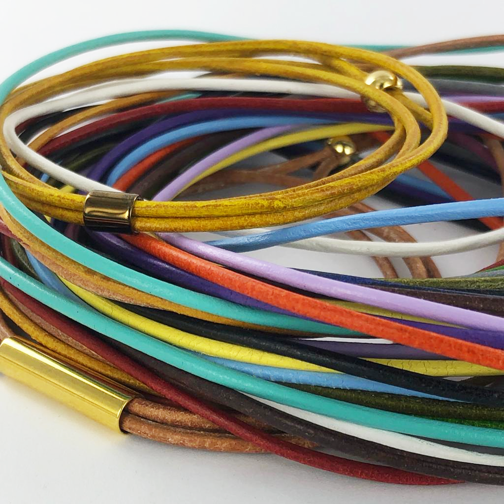 Leren veters 2mm rond bruin per 1 meter