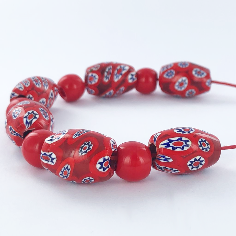 Millefiori kralen ovaal 21mm per 3 stuks