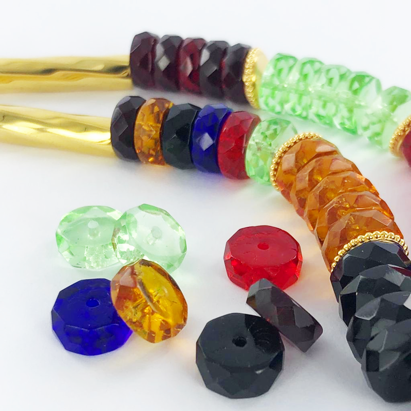 Facet kralen glaskralen schijf rond 6mm spacer beads zilver per 5 stuks