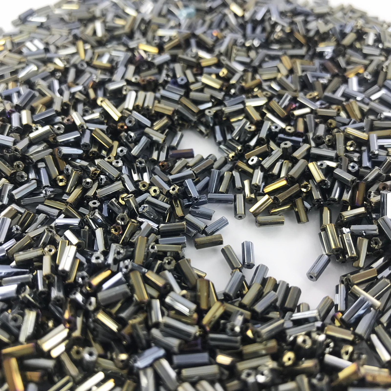 Staafjes kralen bugle beads 5mm brons per 5 gram