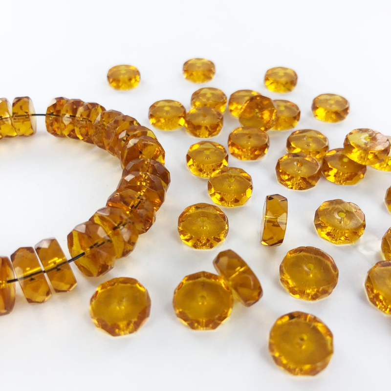 Glaskralen facet kralen schijf rond 10mm spacer beads bruin 3 stuks