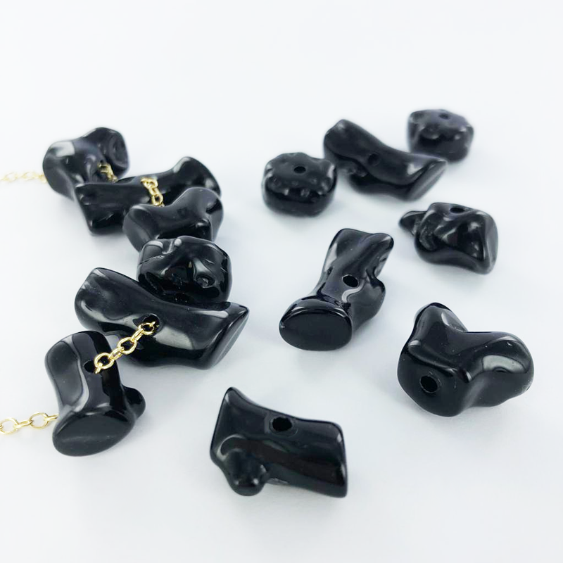 Koraal takje kralen kunststof zwart per 25 gram