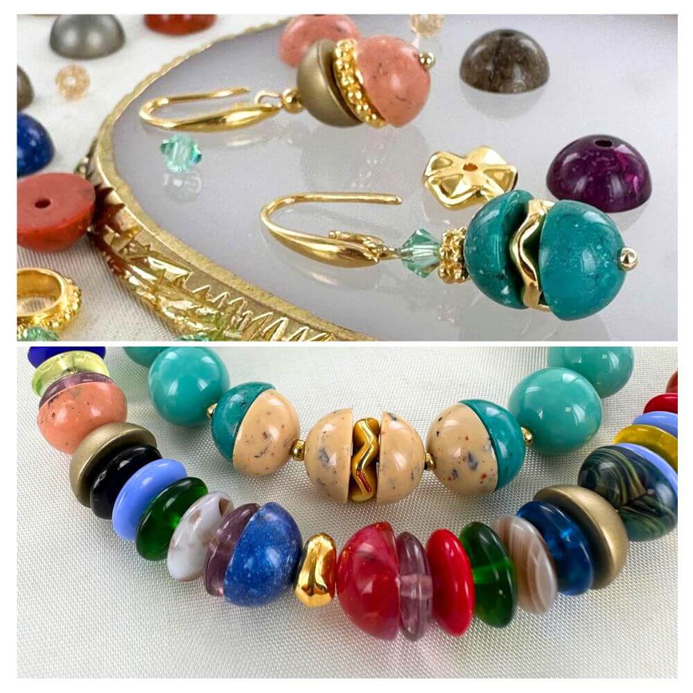 Inspiratie met halve Italiaanse kunststof kralen van 10 mm in armbanden, kettingen en oorbellen