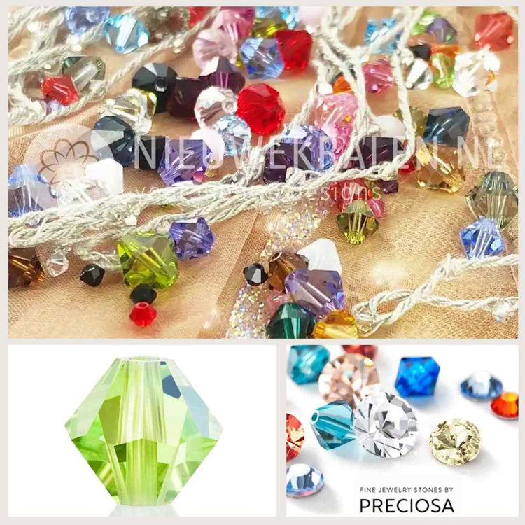 Preciosa bicone kralen 4 mm – kleurrijke collectie facetgeslepen kristal kralen uit Tsjechië met schitterende glans, AB-effecten en speciale effecten.
