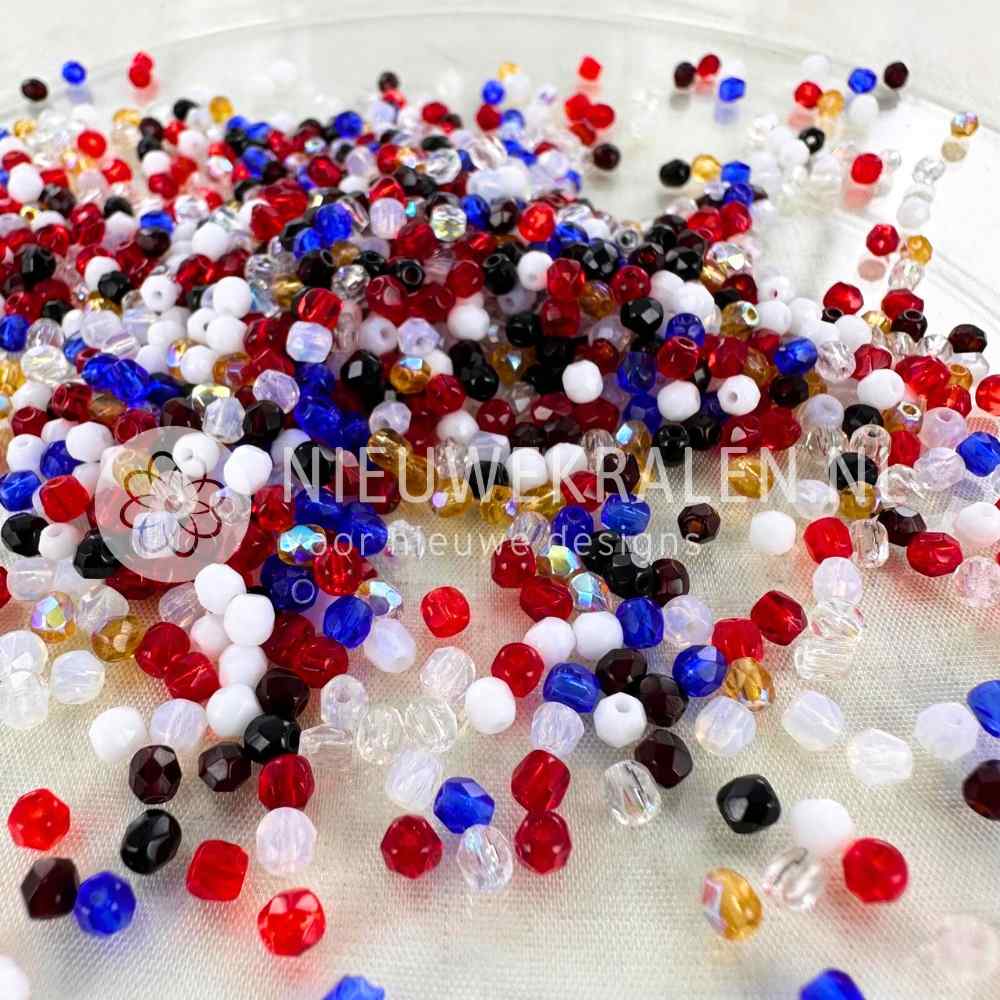 Tsjechische facet kralen 3 mm Fire Polished collectie – kleine glaskralen uit Tsjechië in diverse kleuren.