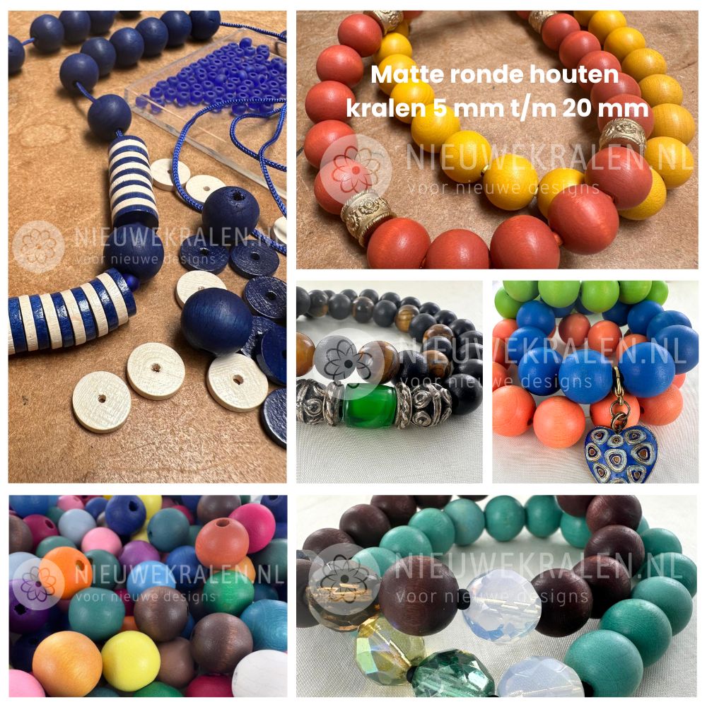 Matte ronde houten kralen verwerkt in sieraden en accessoires inspiratie