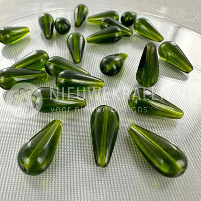 Druppel kralen glas 20mm groen per 2 stuks