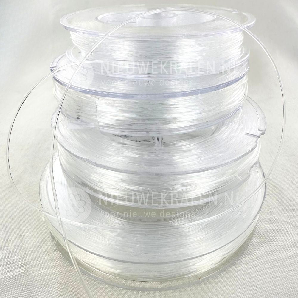 Transparant elastiek rijgdraad voor sieraden in 0.5 mm - 0.7 mm - 0.8 mm en 1 mm