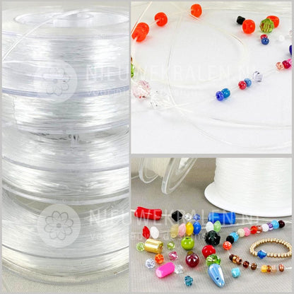 Inspiratie transparant elastiek rijgdraad voor het maken van sieraden, accessoires en creatieve ontwerpen.