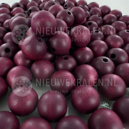 Houten kralen rond mat bordeaux rood 12 mm van Europees FSC-gecertificeerd hout