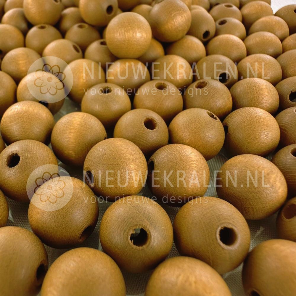 Houten kralen rond mat bruin groen  12 mm van Europees FSC-gecertificeerd hout