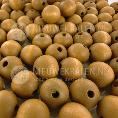 Houten kralen rond mat bruin groen  12 mm van Europees FSC-gecertificeerd hout