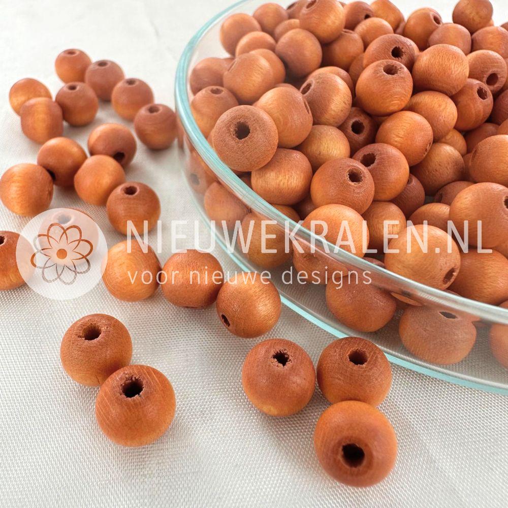 Houten kralen rond mat camelbruin 8 mm van Europees FSC-gecertificeerd hout voor sieraden en accessoires