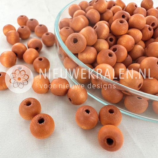 Houten kralen rond mat camelbruin 8 mm van Europees FSC-gecertificeerd hout voor sieraden en accessoires