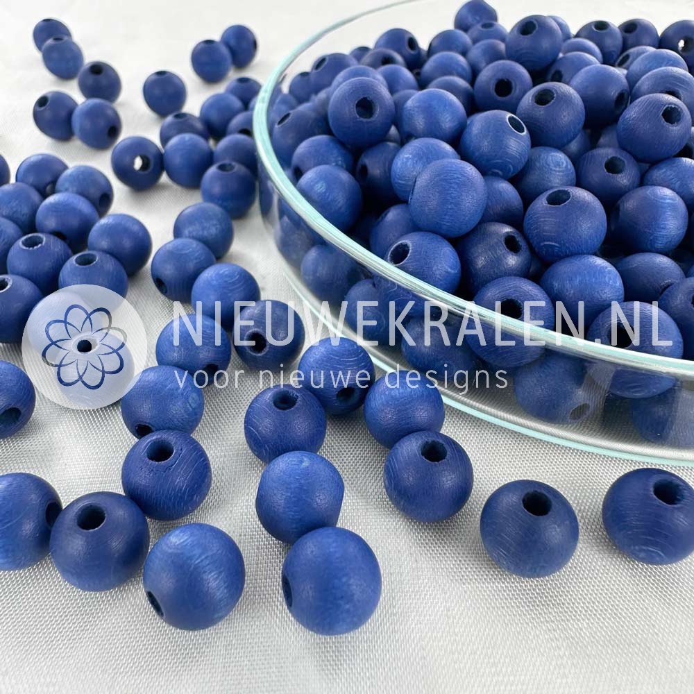 Houten kralen rond mat donker jeansblauw 8 mm van Europees FSC-gecertificeerd hout voor sieraden en accessoires