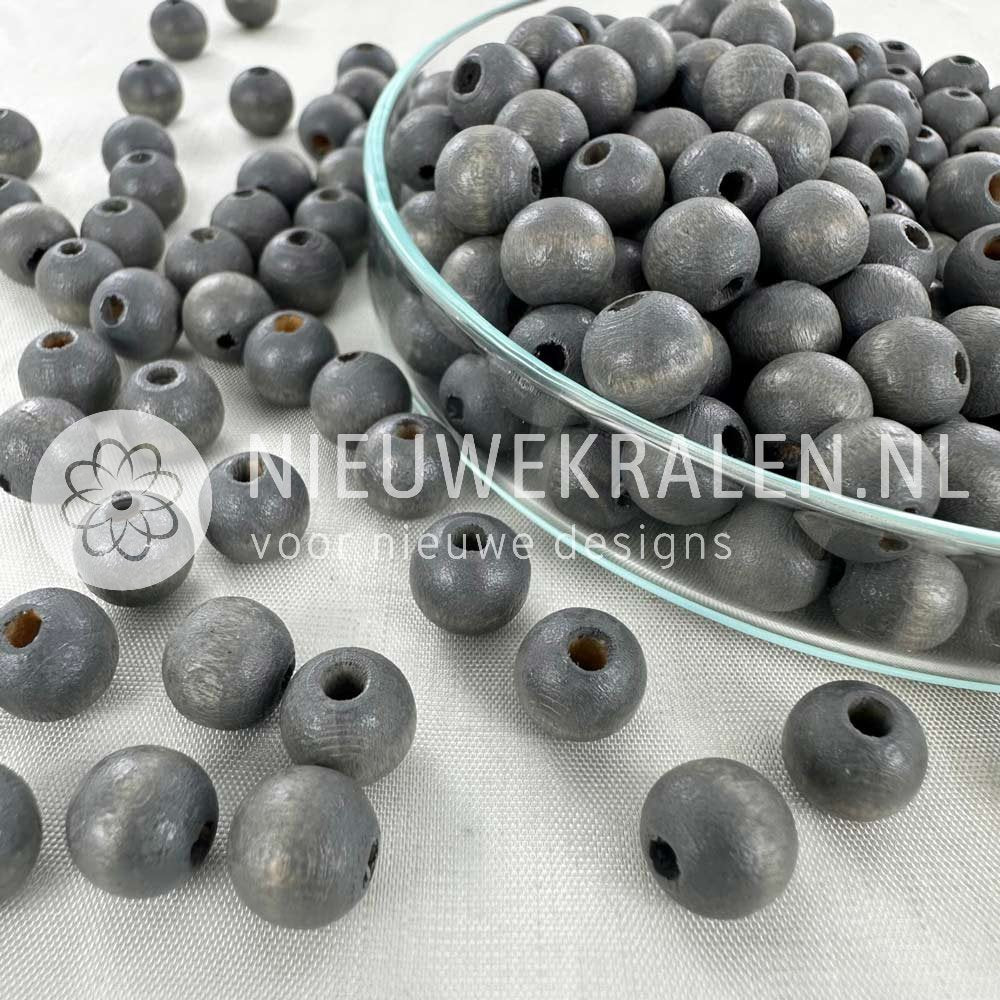 Houten kralen rond mat grijs 8 mm van Europees FSC-gecertificeerd hout voor sieraden en accessoires