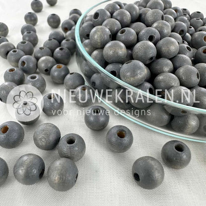 Houten kralen rond mat grijs 8 mm van Europees FSC-gecertificeerd hout voor sieraden en accessoires