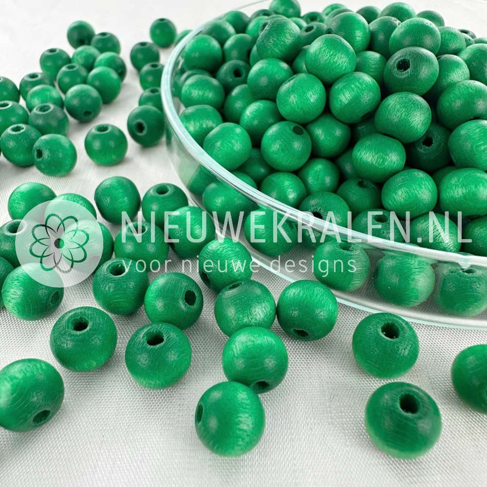 Houten kralen rond mat groen 8 mm van Europees FSC-gecertificeerd hout
