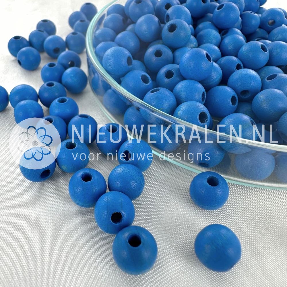 Houten kralen rond mat jeansblauw 8 mm van Europees FSC-gecertificeerd hout voor sieraden en accessoires
