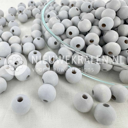 Houten kralen rond mat pastelgrijs/lichtgrijs 8 mm van Europees FSC-gecertificeerd hout voor sieraden en accessoires