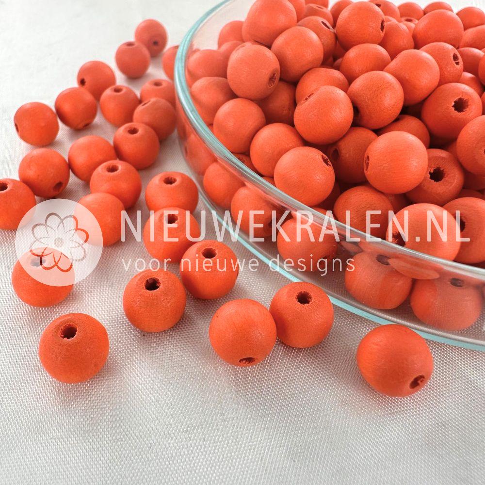 Houten kralen rond mat oranje 8 mm van Europees FSC-gecertificeerd hout voor sieraden en accessoires