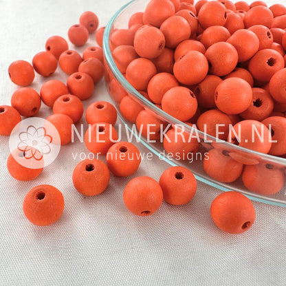 Houten kralen rond mat oranje 8 mm van Europees FSC-gecertificeerd hout voor sieraden en accessoires