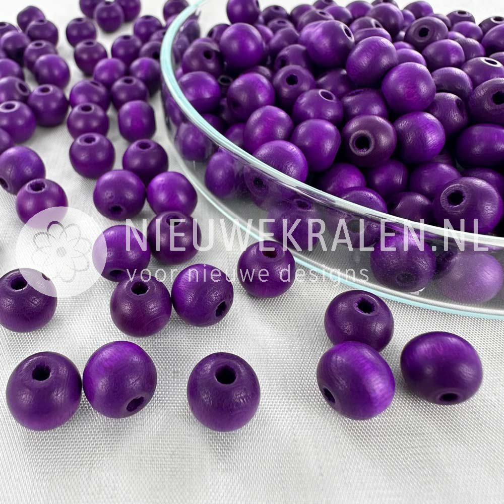 Houten kralen rond mat paars 8 mm van Europees FSC-gecertificeerd hout voor sieraden en accessoires