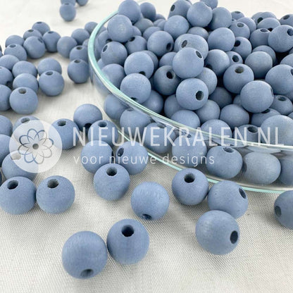 Houten kralen rond mat pastelblauw 8 mm van Europees FSC-gecertificeerd hout voor sieraden en accessoires