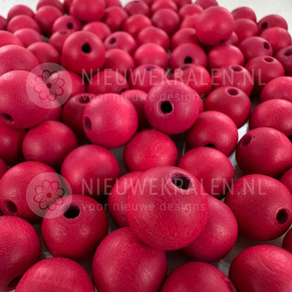 Houten kralen rond mat rood 12 mm van Europees FSC-gecertificeerd hout