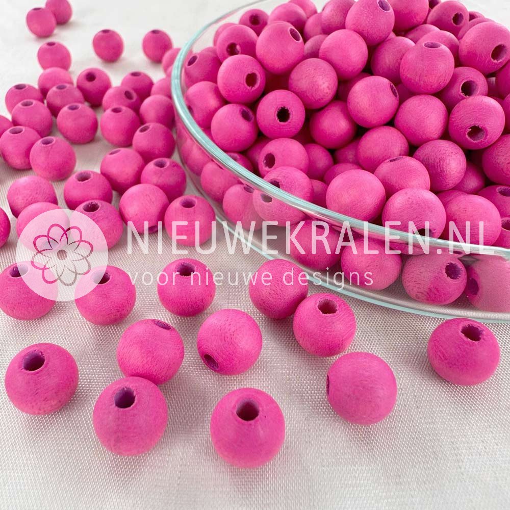 Houten kralen rond mat roze 8 mm van Europees FSC-gecertificeerd hout voor sieraden en accessoires