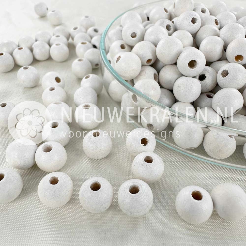 Houten kralen rond mat wit 8 mm van Europees FSC-gecertificeerd hout voor sieraden en accessoires