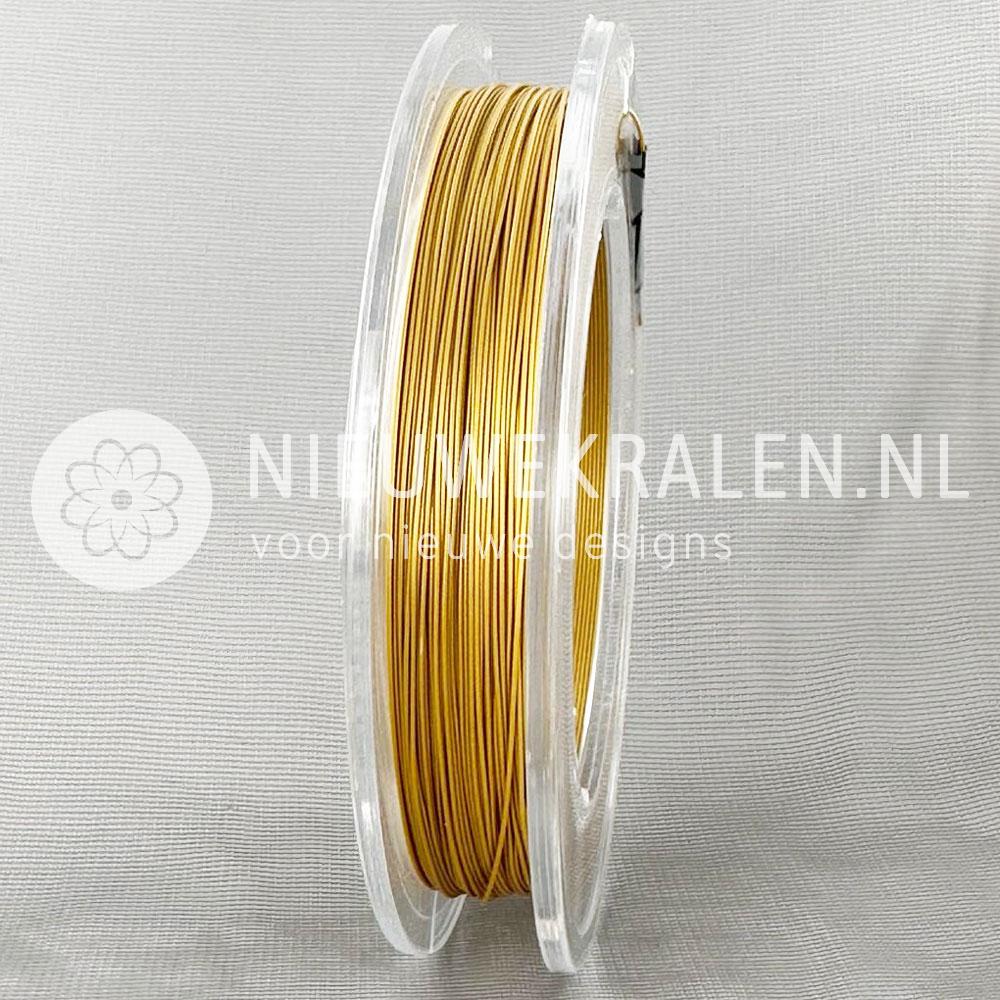 Rijgdraad Nylon coated staaldraad RVS goud 0.4 mm voor sieraden